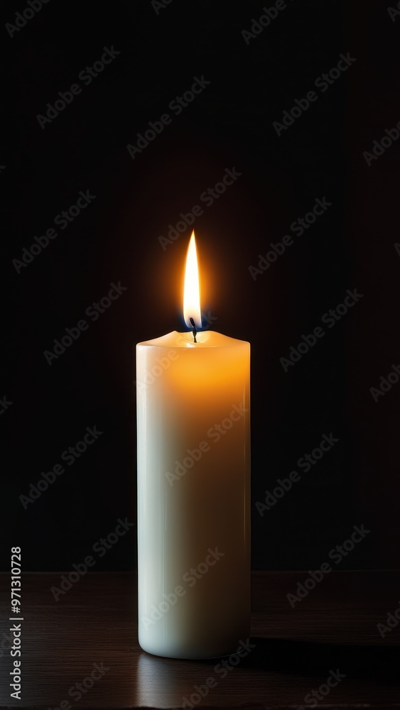 A lit candle stands against a dark background, symbolizing warmth and tranquility. A lit candle stands against a dark background, symbolizing warmth and tranquility.