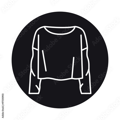 Long Sleeve T-Shirt line black icon.