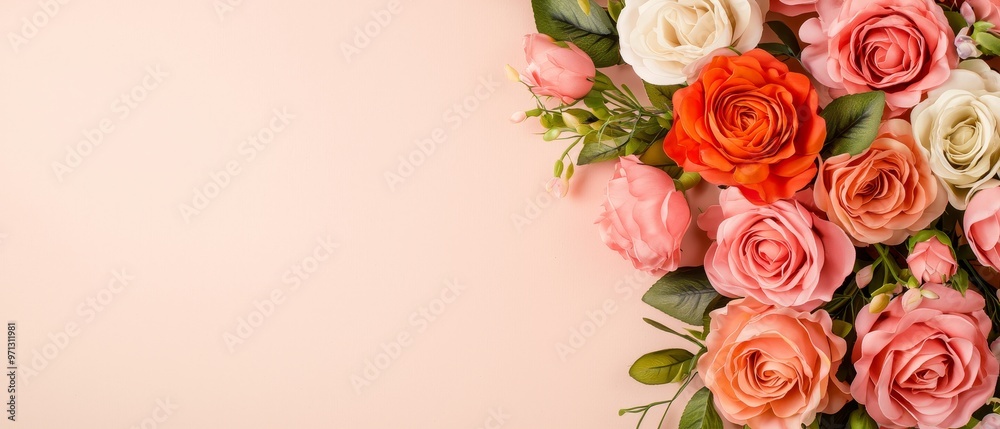 Romantic floral arrangement with soft petals, hyperrealistic, gentle lighting Romantic floral arrangement with soft petals, hyperrealistic, gentle lighting