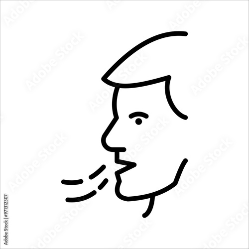Breathing icon, Breath difficulties sign, Respiration problems symbol. 
