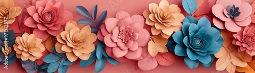 Delicate floral motifs with intricate patterns, vibrant colors, 3D surrealism, elegant design