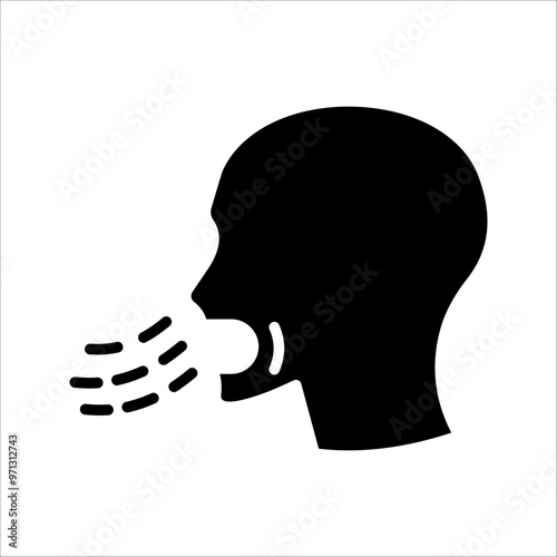 Breathing icon, Breath difficulties sign, Respiration problems symbol. 