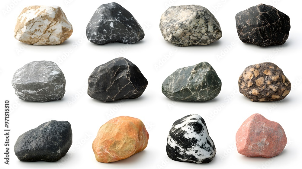 A collection of rocks of various colors and sizes A collection of rocks of various colors and sizes