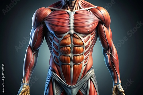 transverse abdominis muscle anatomy diagram technical detailed internal obliques external obliques navel belly button mood serious style gradient color dark concept medical medical physiology photo