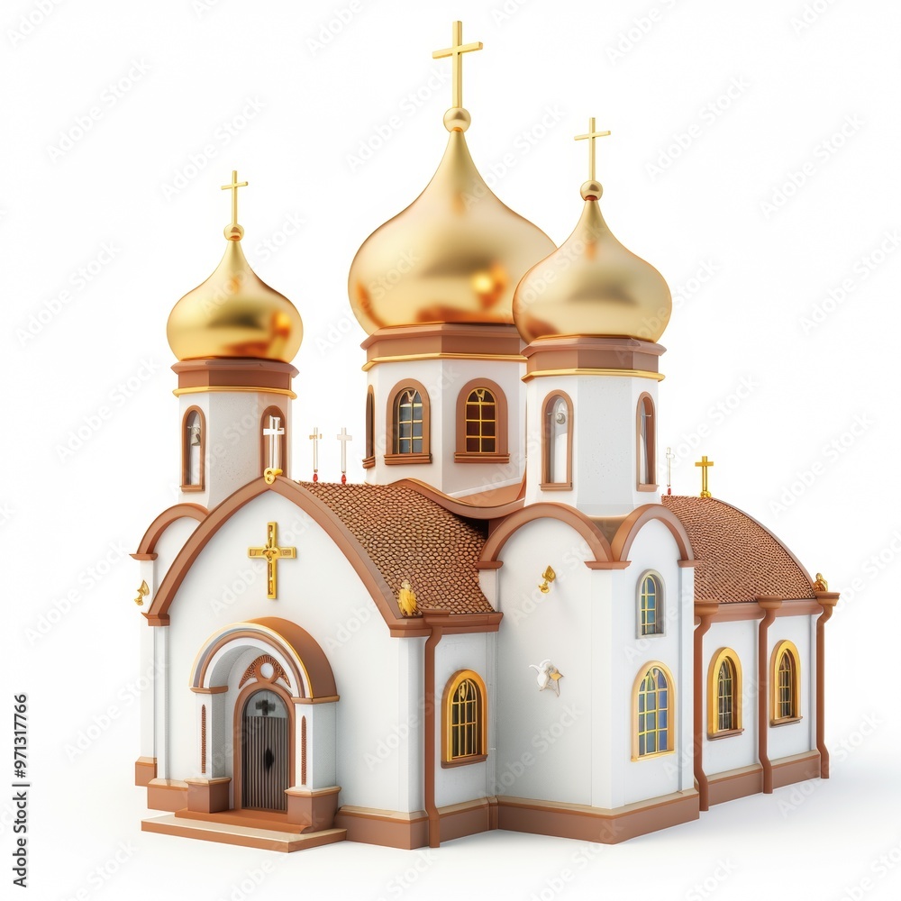 3D Rendering - Church icon isolated on white background 3D Rendering - Church icon isolated on white background