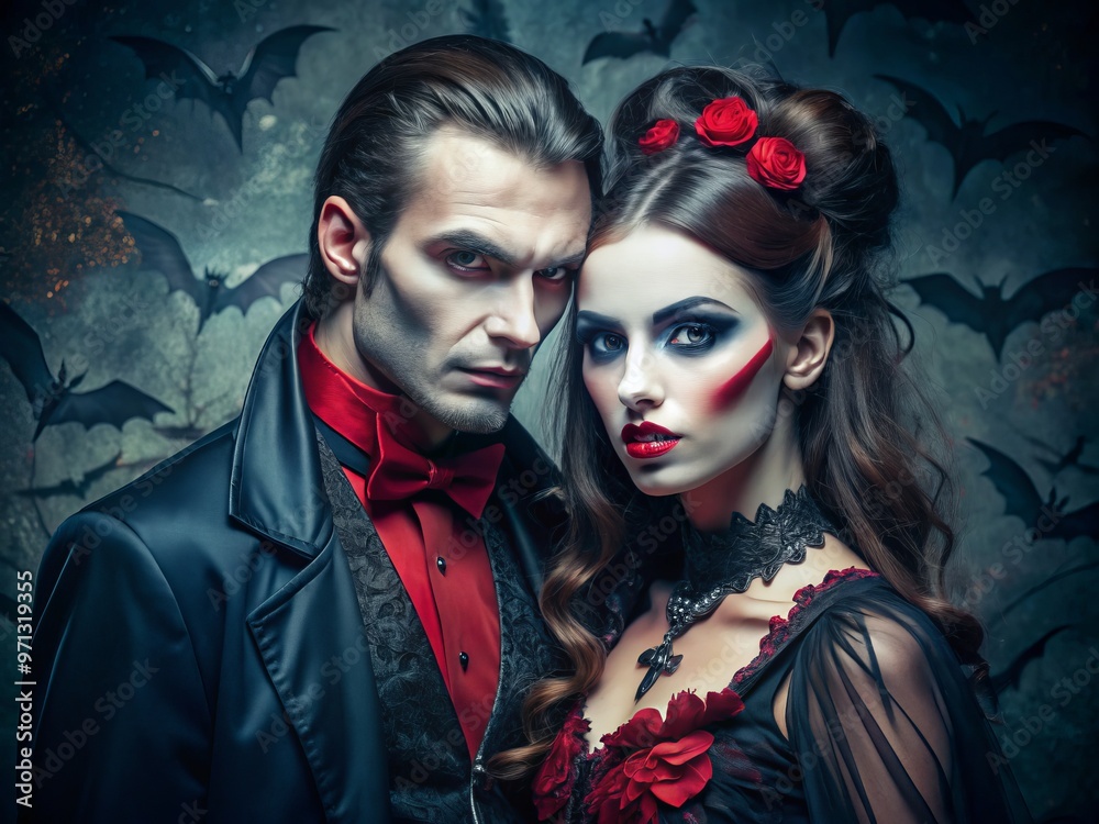 Obraz premium Vampire couple gothic horror style Halloween party ideas