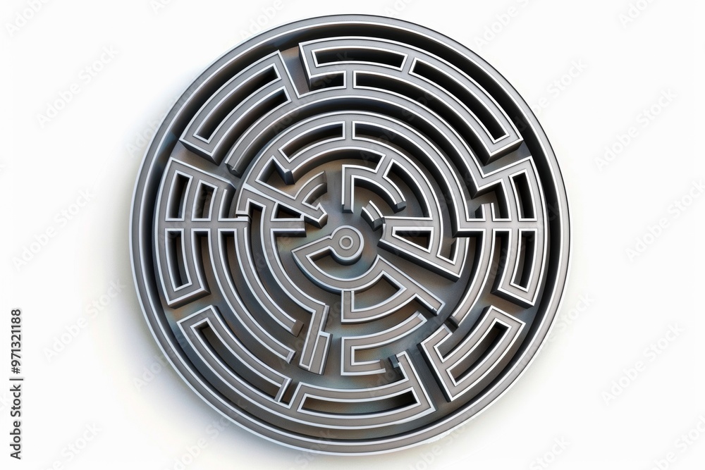 3d rendering circular maze in top view on white background 3d rendering circular maze in top view on white background