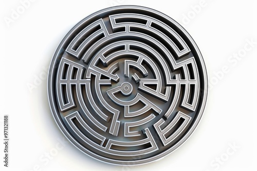 3d rendering circular maze in top view on white background