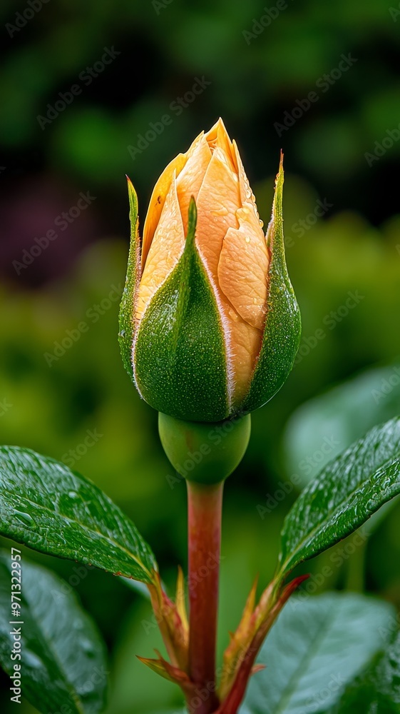 New flower buds in a garden after rain, symbolizing the start of new life New flower buds in a garden after rain, symbolizing the start of new life