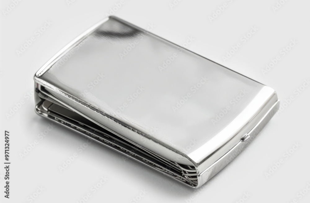 Stylish stainless steel card case, white background, transparent png. High resolution. Stylish stainless steel card case, white background, transparent png. High resolution.