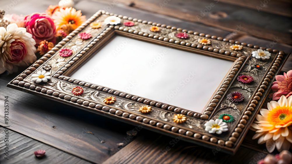 Vibrant Rangoli and Floral Border Frame with Ample Copy Space for Festive Personalization - Intricate Design Perfect for Cultural Celebrations Vibrant Rangoli and Floral Border Frame with Ample Copy Space for Festive Personalization - Intricate Design Perfect for Cultural Celebrations