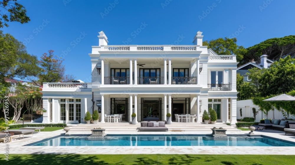 Naklejka premium Luxury Mansion with Swimming Pool