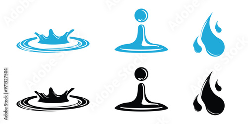 Splash with droplets. Water drops shapes. Set of water drops. set of silhouette droplet, drop liquid illustration