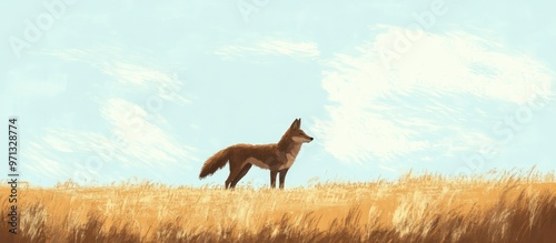 A coyote observed at a distance on an open expanse