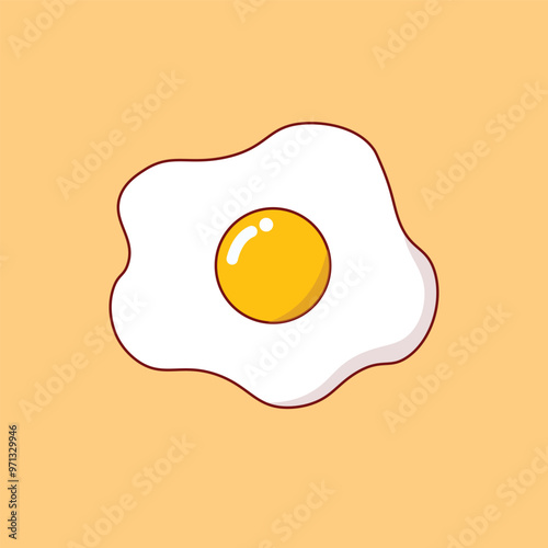 Fried Egg Illustration, Simple and Delicious. Vector. EPS 10