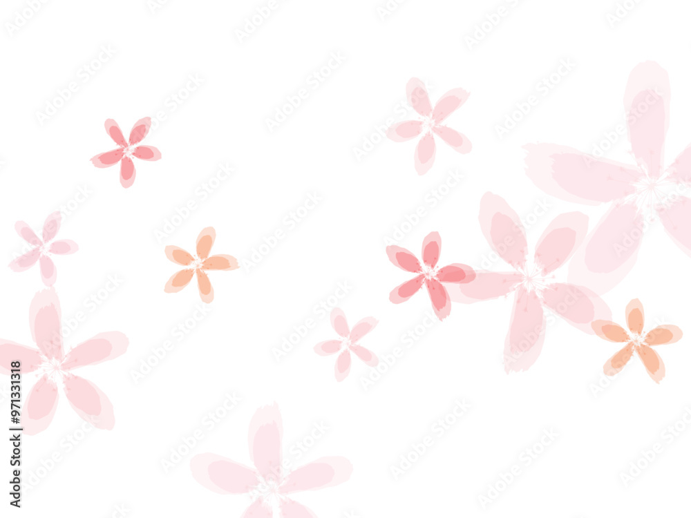 Spring flowers: cherry blossoms and falling petals background-watercolor illustration Beautiful flowers Scaevola simple bloom. Summer daisies Spring flowers: cherry blossoms and falling petals background-watercolor illustration Beautiful flowers Scaevola simple bloom. Summer daisies