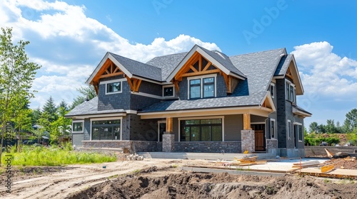 modern suburban house under construction