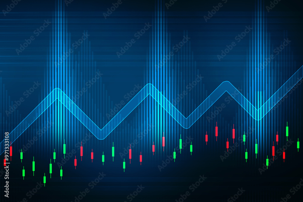 2d illustration Stock market online business concept. business Graph 