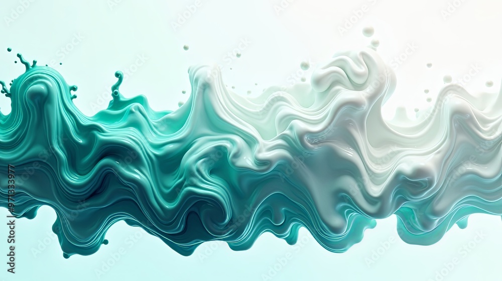 3D Artwork of Teal White Ink Blending Together Realistic Texture 3D Artwork of Teal White Ink Blending Together Realistic Texture