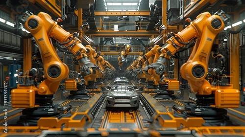 Automated Car Assembly Line with Robotic Arms