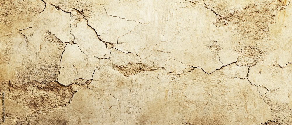 Obraz premium Smooth beige concrete texture with fine cracks and rough edges perfect for architectural elements and design materials in soft lighting