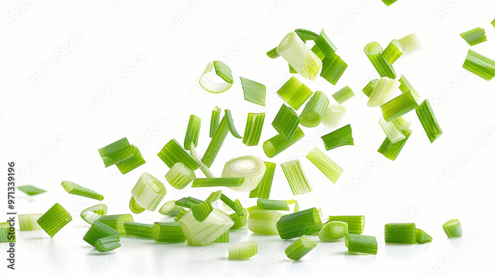 chopped green onions isolated on white chopped green onions isolated on white