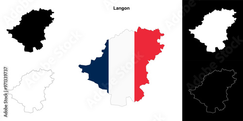 Langon arrondissement outline map set