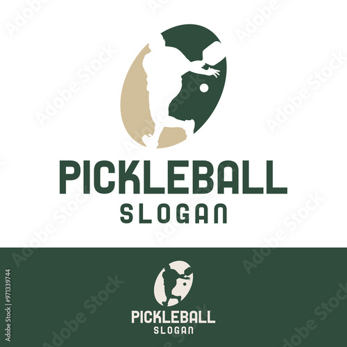 Pickleball Logo Player Retro Minimalist