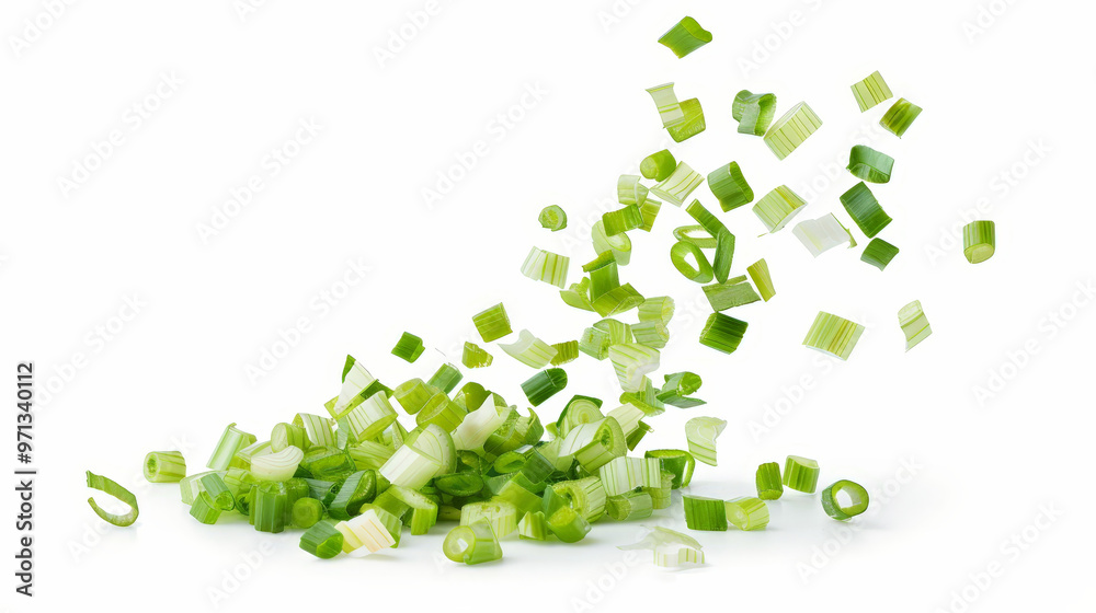 chopped green onions isolated on white chopped green onions isolated on white