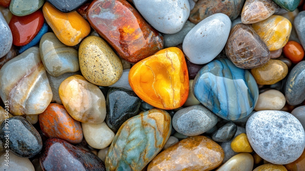Close up view of the colorful rocks on the beach. Close up view of the colorful rocks on the beach.