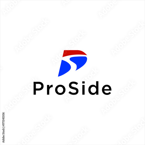 ProSide Logo Design with Red and Blue Abstract P Letter photo