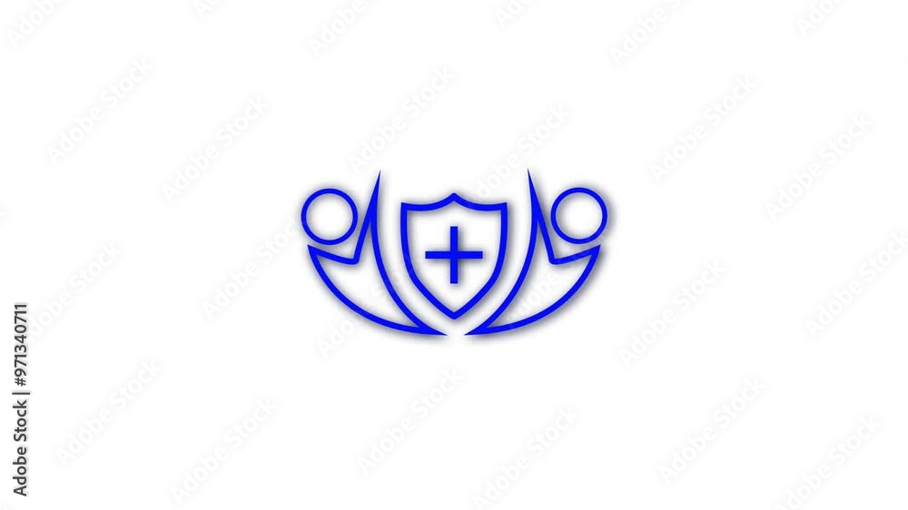 Medical shield line icon and logo sing. Armored defensive shield with medical cross as symbol of immunity and protection of organism. Medical shield line icon and logo sing. Armored defensive shield with medical cross as symbol of immunity and protection of organism.