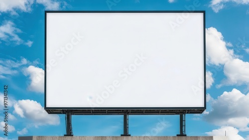 Blank rooftop poster, large empty billboard on top of a contemporary mall, Commercial, outdoor advertising mockup