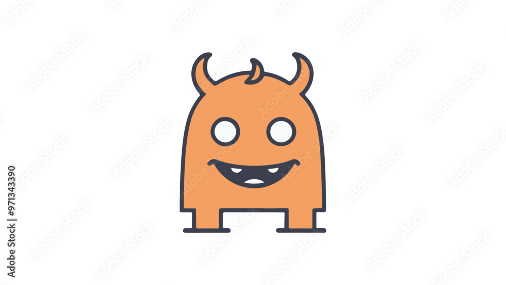 cute simple illustration of a smiling monster shape 