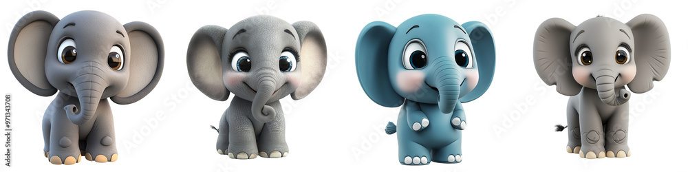 A cute collection of cartoon elephants in various colors, perfect for children's themes and playful designs. A cute collection of cartoon elephants in various colors, perfect for children's themes and playful designs.