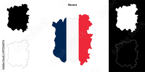 Nevers arrondissement outline map set