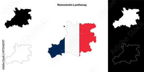 Romorantin-Lanthenay arrondissement outline map set photo