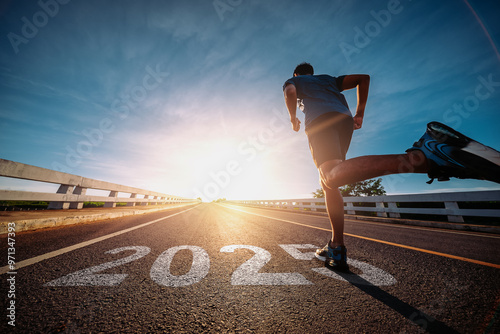 Starting to new year,The readiness of leaders, vision and new ideas are beginning in 2025.Concept of Stepping into the new world and Adopt for Success in 2025 for new life. photo