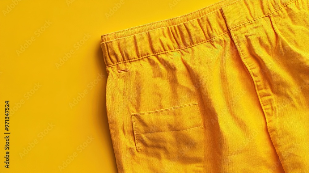 Back view of yellow shorts with pocket detail Back view of yellow shorts with pocket detail