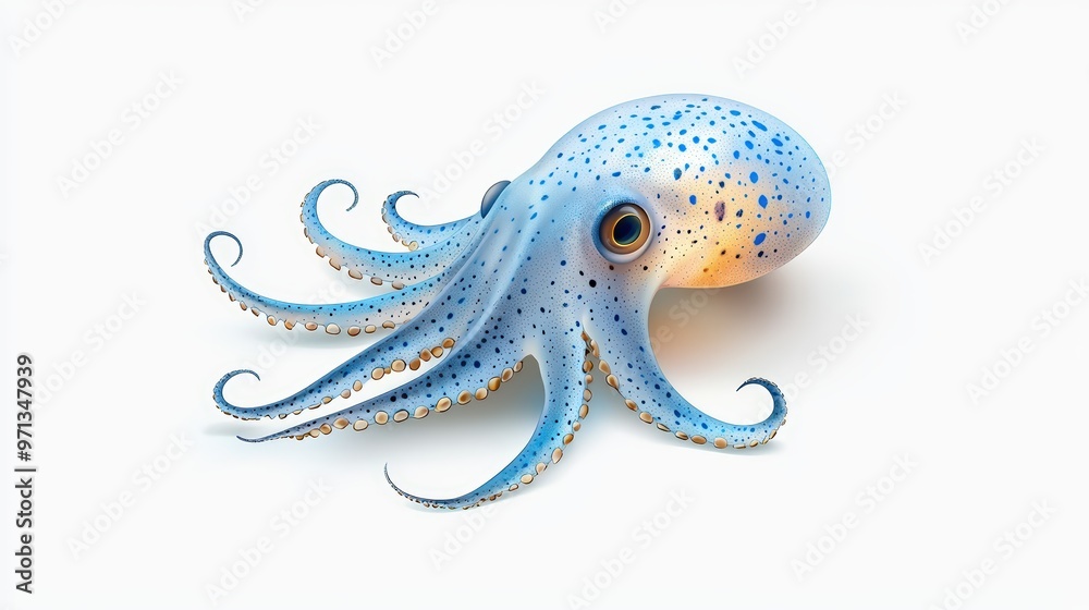 Obraz premium A colorful, stylized octopus with blue hues and intricate , perfect for marine-themed designs and illustrations.