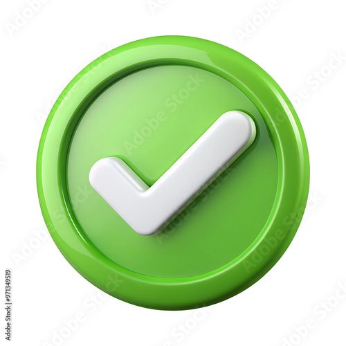 3D Green tick icon illustration png, tick, right, pop tick icon