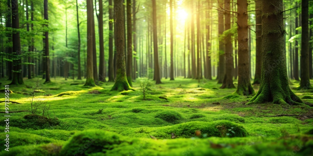 Fototapeta premium Fresh green forest floor with no plants visible