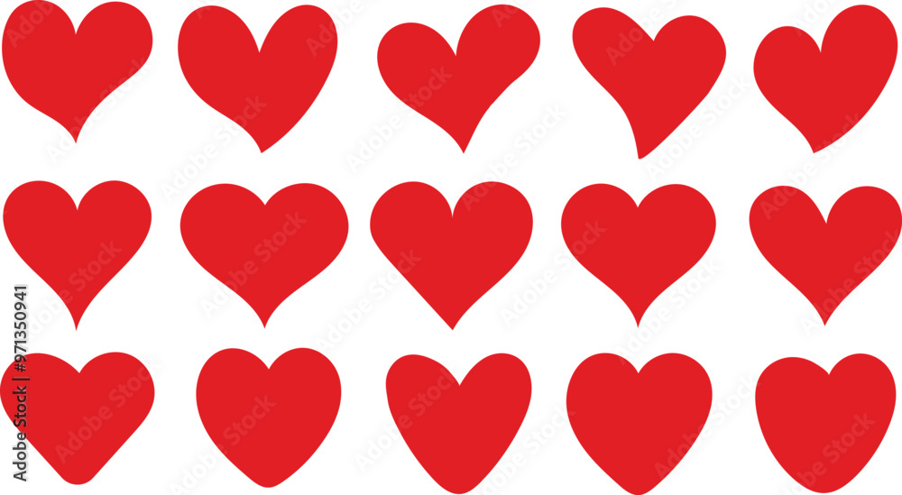Red heart icons set vector, heart icon, love, romance or valentine's day sign design. Red heart icons set vector, heart icon, love, romance or valentine's day sign design.