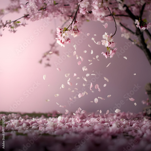 Serene background with alight pink flowers