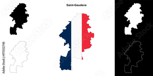 Saint-Gaudens arrondissement outline map set photo