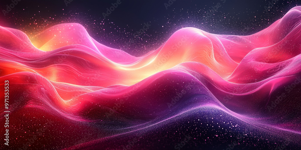 Obraz premium Abstract background of flowing pink, red and yellow lights.