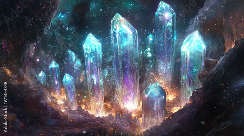 Glowing Crystals in a Mystical Cave