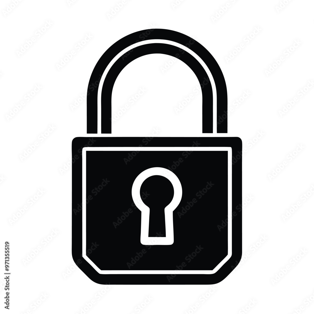 Padlock Icon Vector on White Background Cartoon Style Vector Padlock Icon Vector on White Background Cartoon Style Vector