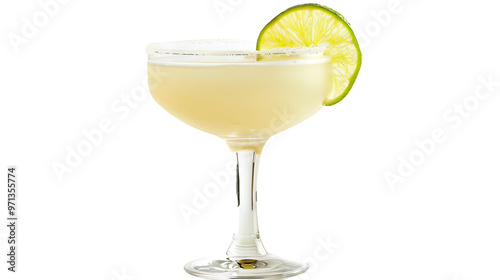 Wallpaper Mural Daiquiri with a lime slice, served in a cocktail glass, frosty and refreshing, isolated on a white background Torontodigital.ca