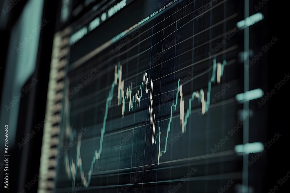 Stock Market Graph Displayed On Screen Stock Market Graph Displayed On Screen